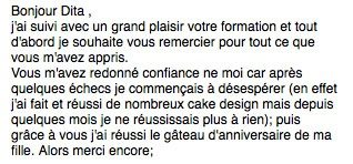 Message d'une élève du Niveau 1