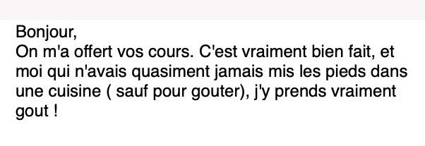 Message d'une élève du Niveau 1